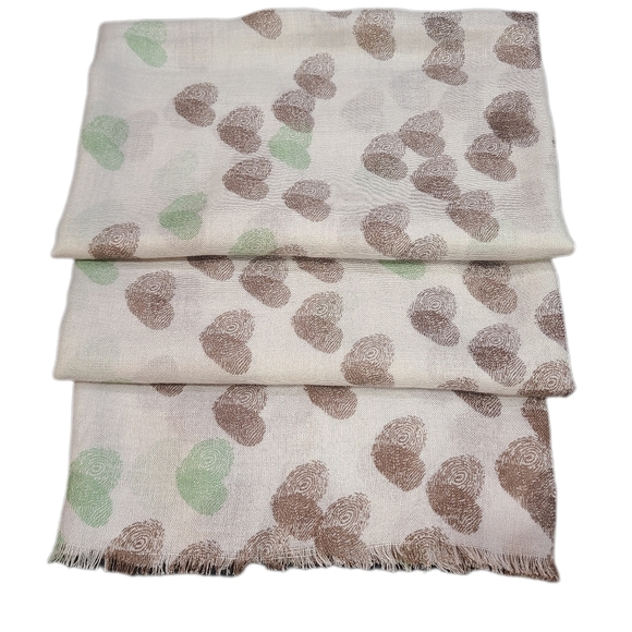 MIR Accessories - MIR 82" Cashmere Blend Thumbprint Hearts On Beige Perfect
